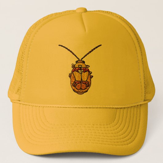 Rode schouderwets leder trucker pet (Voorkant)