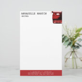  rode schrijfmachine briefterhead briefpapier (Staand voorkant)