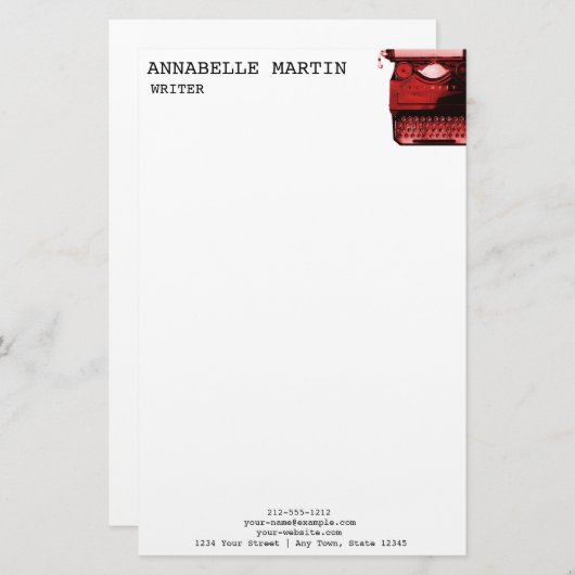 rode schrijfmachine briefterhead briefpapier (Voorkant / Achterkant)