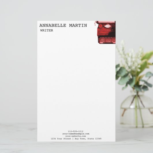 rode schrijfmachine briefterhead briefpapier (Staand voorkant)