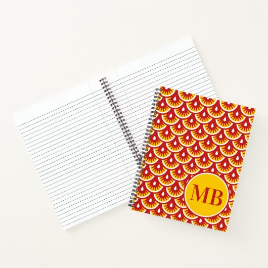 Rode Schubbenpatroon Persoonlijk Notitieboek (Binnen)