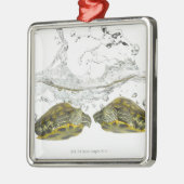 Rode schuifschildpadden metalen ornament (Links)