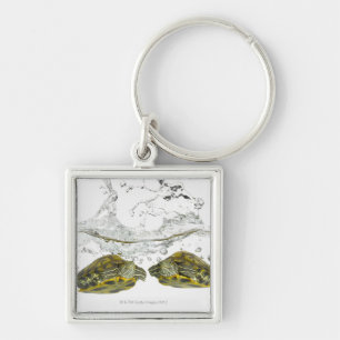 Rode schuifschildpadden sleutelhanger