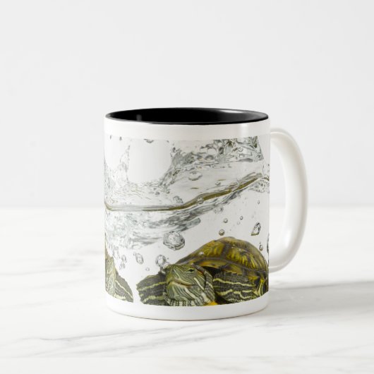 Rode schuifschildpadden tweekleurige koffiemok (Voorkant rechts)