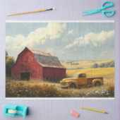 Rode Schuur Antiek Gele Truck Decoupage Tissuepapier (Craft)