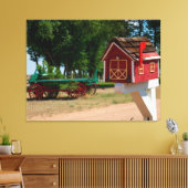 Rode schuur brievenbus canvas afdruk (Insitu (Woonkamer))