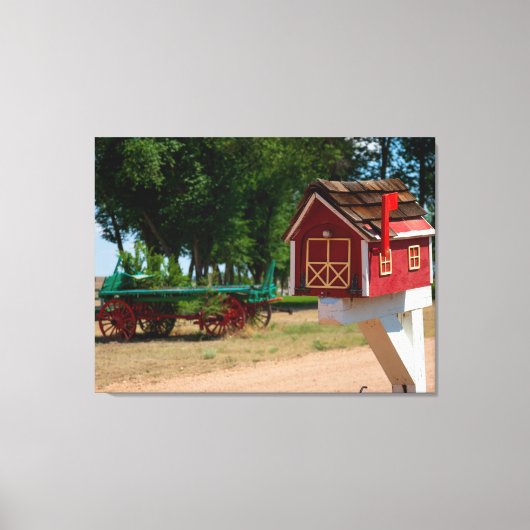 Rode schuur brievenbus canvas afdruk (Voorkant)