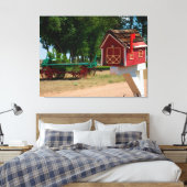 Rode schuur brievenbus canvas afdruk (Insitu (Slaapkamer))