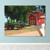 Rode schuur brievenbus canvas afdruk (Insitu (Houten vloer))