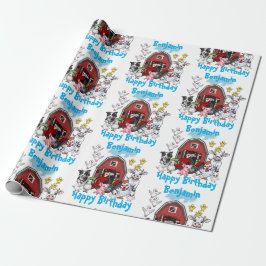 Rode Schuur Cute Boerderijdieren Verjaardagscadeau Cadeaupapier