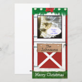 Rode Schuur Door Custom 1 Foto Vakantie Kaart (Voorkant / Achterkant)