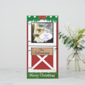 Rode Schuur Door Custom 1 Foto Vakantie Kaart (Staand voorkant)