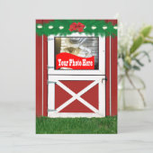 Rode Schuur Door Custom Vakantie Foto Flat Kaart (Staand voorkant)