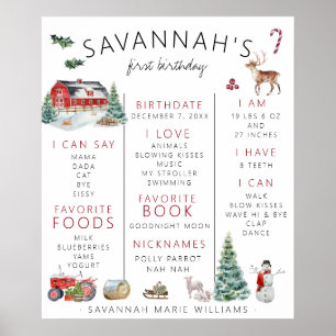 Rode Schuur   Eerste verjaardag Winter Farm mijlpa Poster