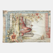  Rode Schuur en Boerderij Scene Pattern Theedoek (Horizontaal)