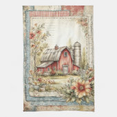 Rode Schuur en Boerderij Scene Pattern Theedoek (Verticaal)