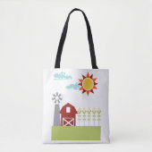 Rode schuur en geïllustreerde canvas tas (Voorkant)