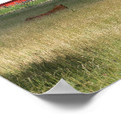 Rode schuur en paarden poster (Hoek)