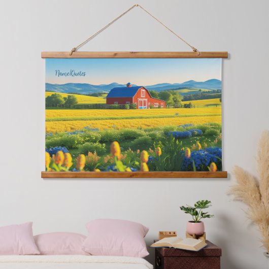 Rode Schuur en Rollende Heuvels Hangend Wandkleed (Slaapkamer)