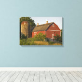 Rode Schuur en Silo Canvas Afdruk (Insitu (Houten vloer))