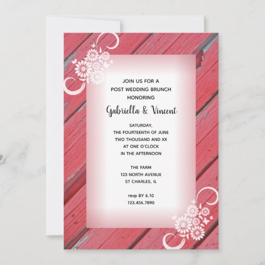 Rode Schuur Hout Land Post Trouw Brunch Kaart (Voorkant)