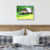 Rode schuur in de bergen canvas afdruk (Insitu (Slaapkamer))