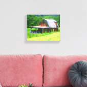 Rode schuur in de bergen canvas afdruk (Insitu (Woonkamer))
