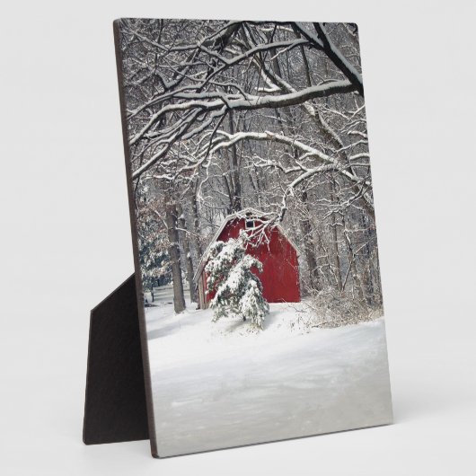 Rode schuur in de sneeuw 2011 fotoplaat (Zijkant)