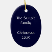 Rode schuur in de sneeuwkerstversiering keramisch ornament (Achterkant)