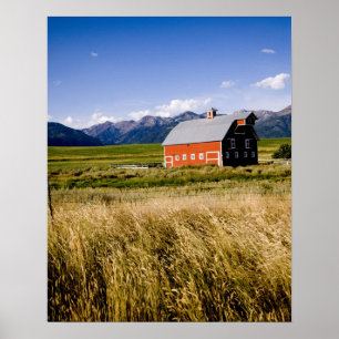 Rode schuur in het veld bij Joseph, Oregon, Vereni Poster