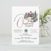 RODE SCHUUR IN SNEEUW, KERSTFEEST KAART (Staand voorkant)