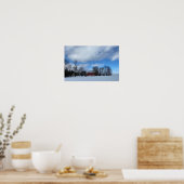 Rode Schuur in Sneeuw Poster (Keuken)