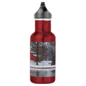 Rode schuur in sneeuw, roestvrij staal water B Waterfles (Rechts)