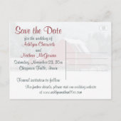 Rode Schuur in Winterbruiloft Save the Date Post K Aankondigingskaart (Achterkant)