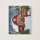 Rode Schuur Kerstboomgaard Legpuzzel (Verticaal)