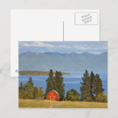 Rode schuur ligt langs het schilderachtig Flathead Briefkaart (Voorkant / Achterkant)