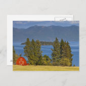 Rode schuur ligt langs het schilderachtig Flathead Briefkaart (Voorkant / Achterkant)