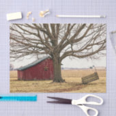 Rode schuur met een epische boom en een draaiende  tissuepapier (Craft)