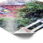 Rode schuur met quilt grunge foto afdruk (Hoek)