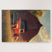 Rode Schuur Oude Vrachtwagen Legpuzzel (Horizontaal)