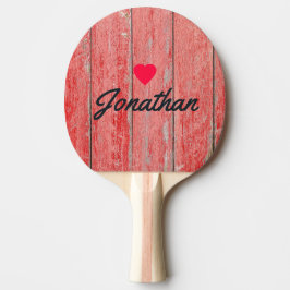 Rode Schuur Planken Antieke Hart Handtekening Tafeltennisbatje