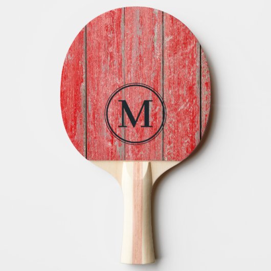 Rode Schuur Planken Monogram Tafeltennisbatje (Achterkant)