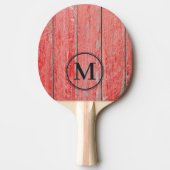 Rode Schuur Planken Monogram Tafeltennisbatje (Voorkant)