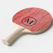 Rode Schuur Planken Monogram Tafeltennisbatje (Voorkant Gekanteld)