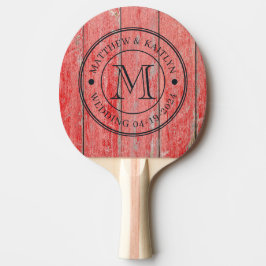 Rode Schuur Planken Trouw Monogram Tafeltennisbatje