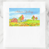 Rode Schuur Pompoen Patch Herfst Groeten Rechthoekige Sticker (Tas)