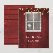 Rode schuur raam & lichten Rustieke bewaar de datu Aankondigingskaart (Voorkant / Achterkant)