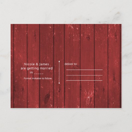 Rode schuur raam & lichten Rustieke Save the Date Aankondigingskaart (Achterkant)