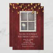 Rode Schuur Raam & Lichten Rustieke Uitnodigingen (Voorkant / Achterkant)