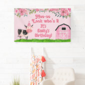 Rode Schuur Roze Meisjes 2de Verjaardag Spandoek (Insitu)